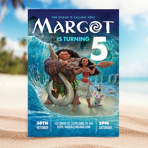 Moana Birthday Invitation, Moana Kids Birthday Invite, Maui invite, Editable Invitation, Invite Template, Instant Download, Moana