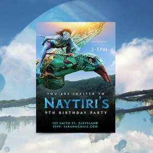 Avatar Birthday Invitation, Avatar Kids Birthday Invite, Naytiri invite, Editable Invitation, Invite Template, Instant Download, Naytiri