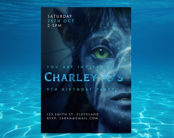 Avatar 2 Birthday Invitation, Avatar Kids Birthday Invite, The way of water, Editable Invitation, Invite Template, Instant Download, Kiri