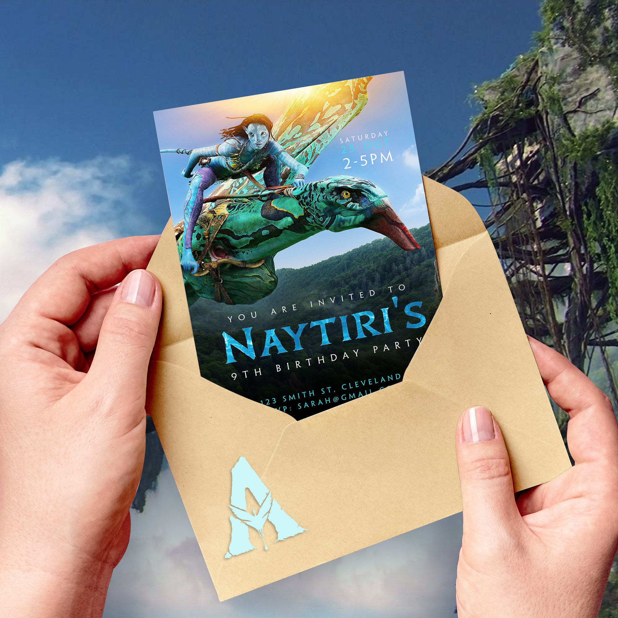 Avatar Birthday Invitation, Avatar Kids Birthday Invite, Naytiri Invite ...