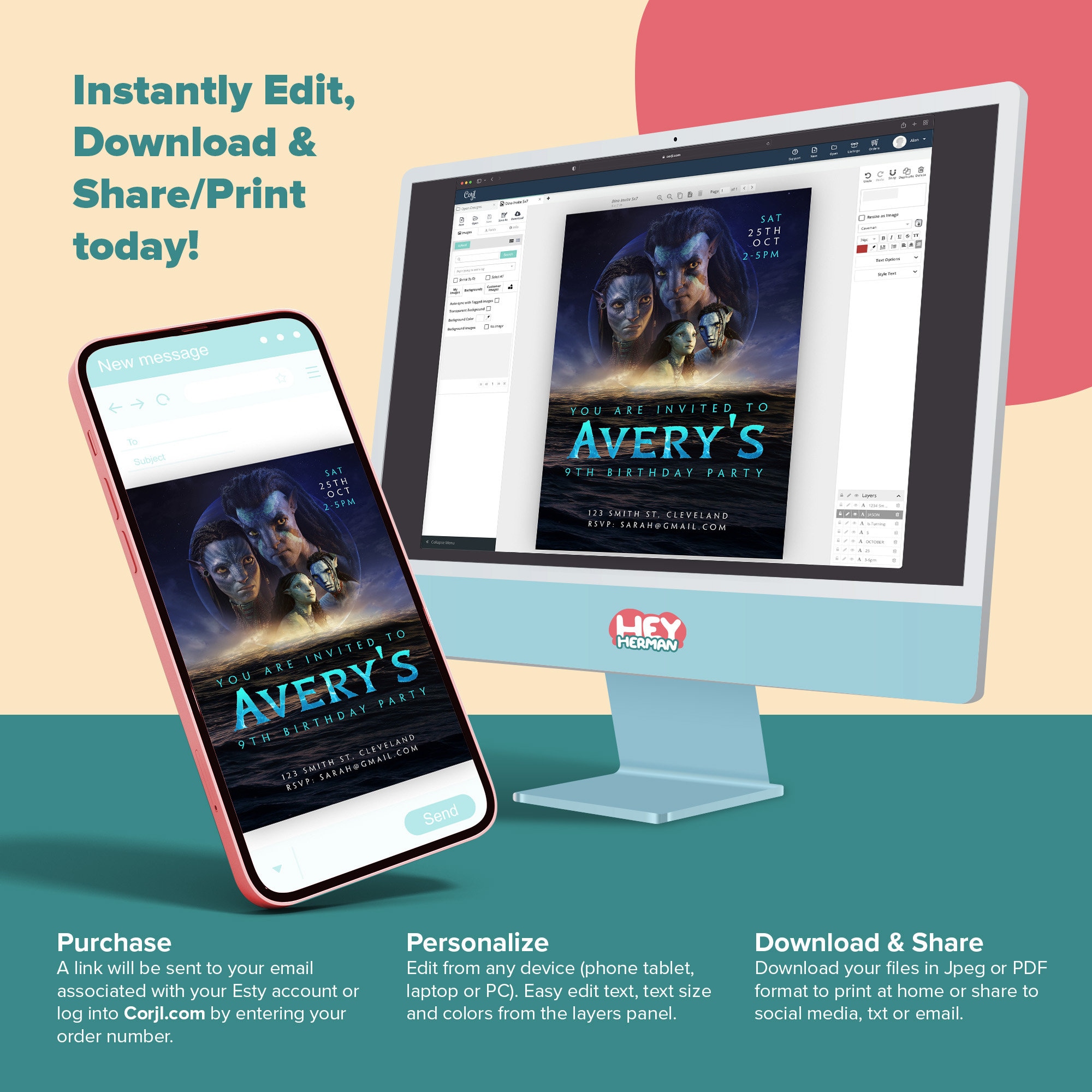 Avatar 2 Birthday Invitation, Avatar Kids Birthday Invite, the Way of ...