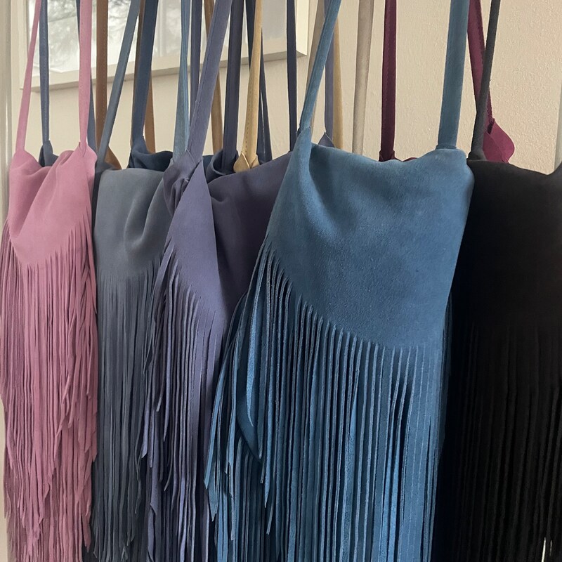 Tan Belted Suede Fringe Purse main image 1