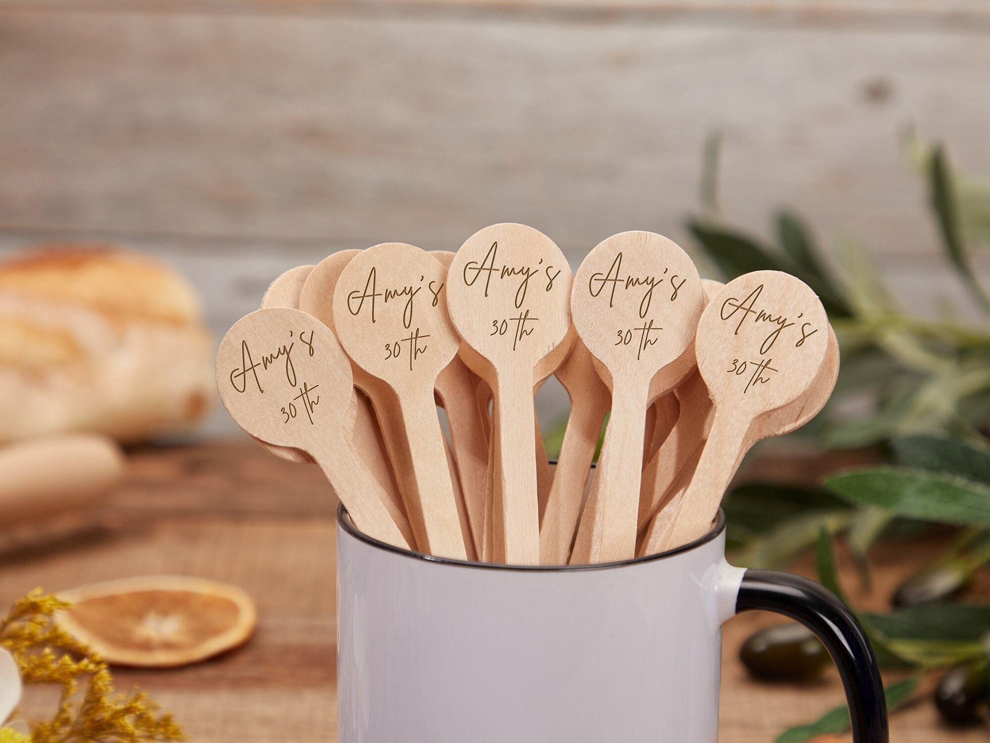Coffee Stirrers + Wooden Tray  Set Of 8 Lover Gift Reusable