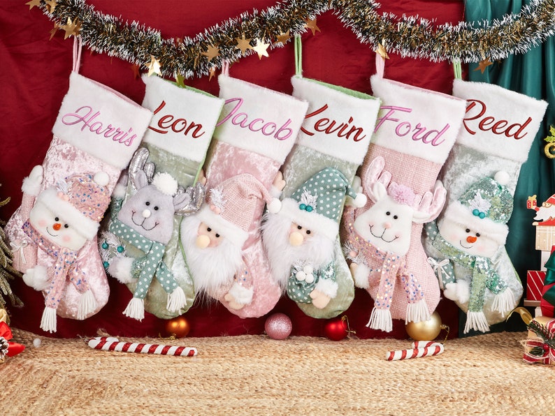 3D Christmas Stockings With Names,embroidered Christmas Stockings 2023
