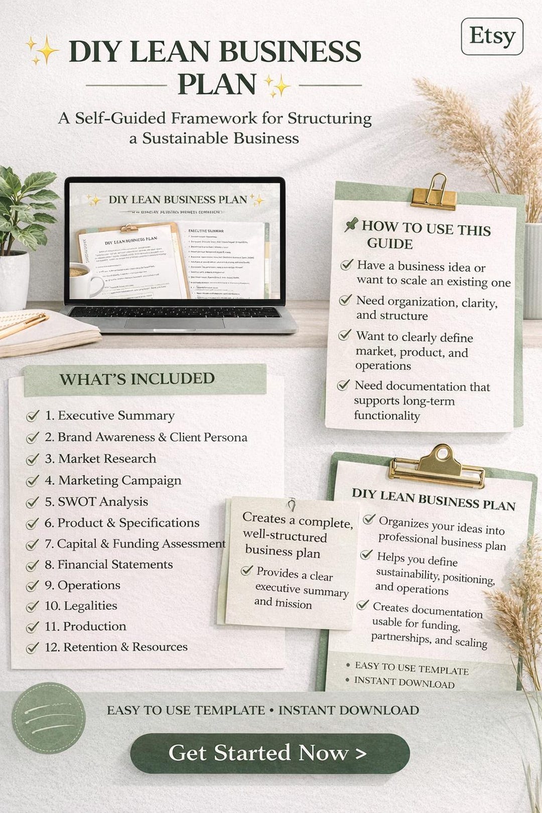 Lean Business Template- DIY Business Structuring - Etsy