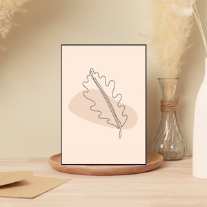 Minimalist Unique Leaf Line Art | Wall Artwork | Physical Picture with Frame | 8" x 10" Dimensions
