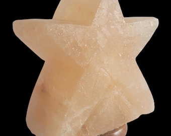 Himalayan pink rock crystal carved salt lamp in Star shape