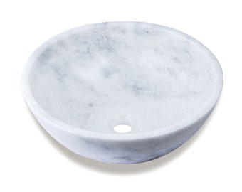 Natural Stone Marble Round Shape Basin Counter Top Bathroom Sink in Carrara Marble