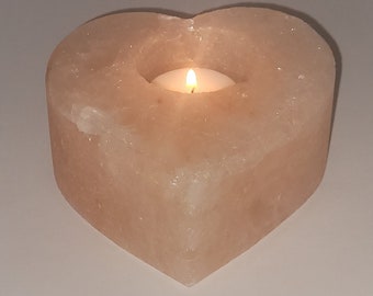 Heart Himalayan Pink Salt Tea Light Candle Holder