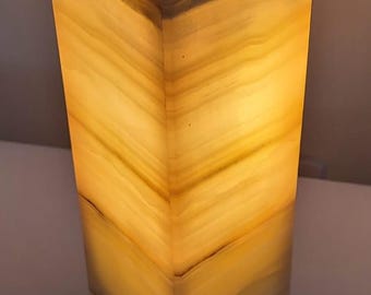 Green Onyx Rectangular Lamp – 30cm Ambient Stone Light