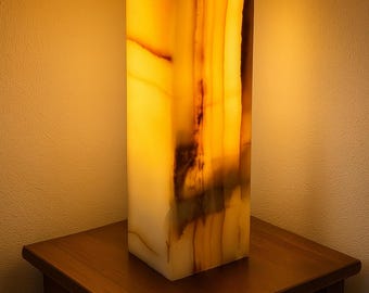 Honey Onyx Glow Lamp – 30cm Rectangular Stone Light