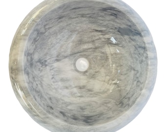 Handmade Grey Marble Round Bathroom Sink: Countertop Basin
