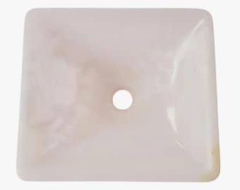 Handmade Pink Onyx Square Basin Sink: Elegant Stone Vessel