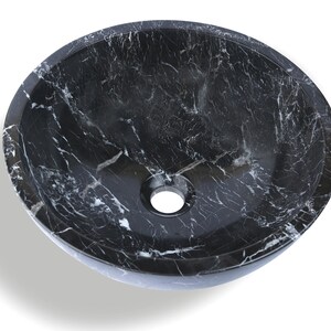 Natural Stone Marble Round Shape Basin Counter Top Bathroom Sink in Black & White Marble