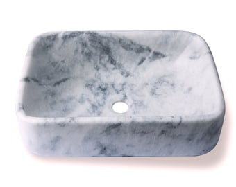Carrara Marble Rectangular Bathroom Sink - Natural Stone Countertop Basin