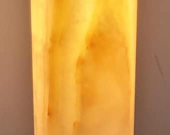 Green Onyx Cylindrical Lamp – 30cm Ambient Stone Light