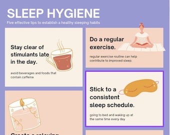 Sleep Care Poster, Printable, Sleep Hygiene, Insomnia, Sleep Better