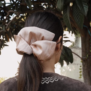 Square Scrunchie Beige/Brown/Pink Oversized Women Scrunchie, Designer Hair Accessories Scrunchie Handmade, Giant Scrunchie, Gift for her