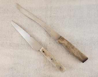 VTG Rustic Worn Knives for Photo Props Geniol Rostfrei Solingen ~ Pils Werndl Werke Rostfrei ~~ Farmhouse Decor Country Kitchen Photo Prop