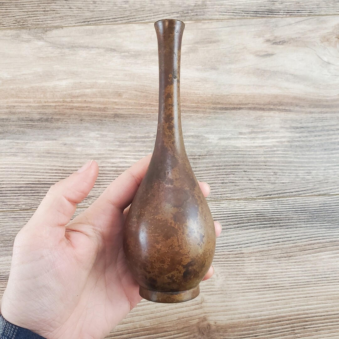 Japanese Bronze Bud Vase 7 Marvelous Patina Mid Century Mid Century Etsy