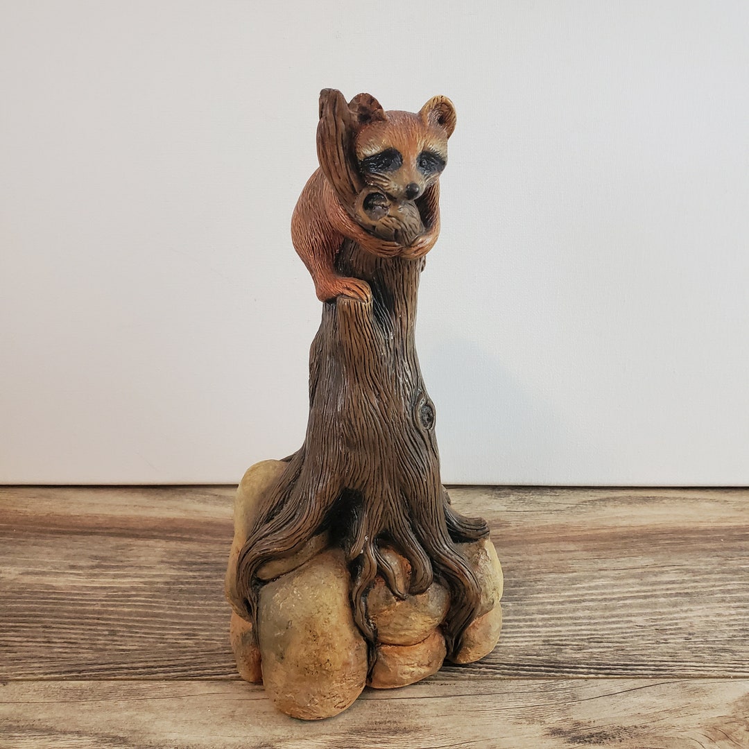 Vintage Accents Unlimited Hand Painted Raccoon up a Tree Etsy
