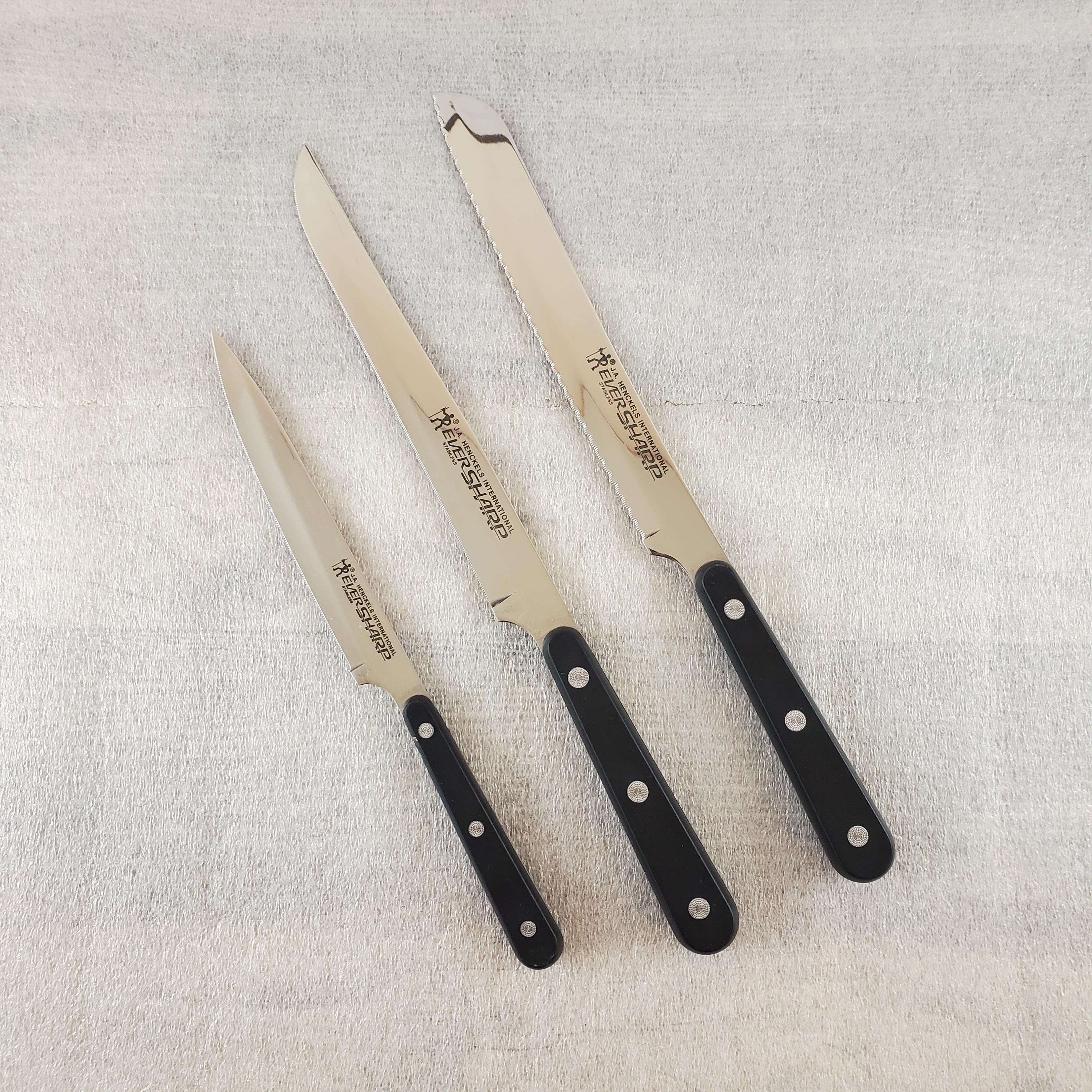 JA Henckels Eversharp Set of 3 Knives ~ Serrated Kitchen Knives