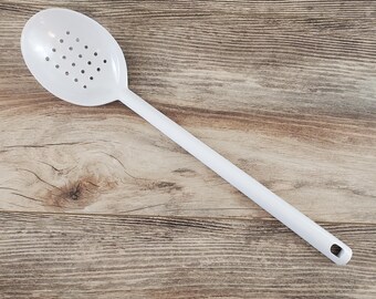 Ekco 13.5" White Plastic Skimmer Spoon ~~ Made in Thailand