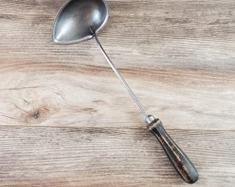 Boye Stainless Steel 13" Ladle Dipper Octagonal Black Wood Handle ~ Made in USA ~ Unique piece ~~ Country Kitchen Farmhouse