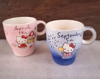 2004 Sanrio Hello Kitty Birthday Mug 8 oz ~ You choose ~ September 5th or April 19th ~ Collectible ~ Made in Japan