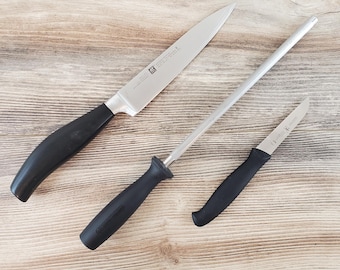 Set of JA Henckels ~ 30040-160 6" Chef Knife and 11210-080 3" Paring Knife with Honing Rod ~~ Germany and China