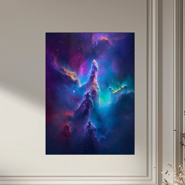 Inspiring Pillar Nebula in Space ~ Universe Canvas Art, Room Decor, Cosmic Fantasy Style