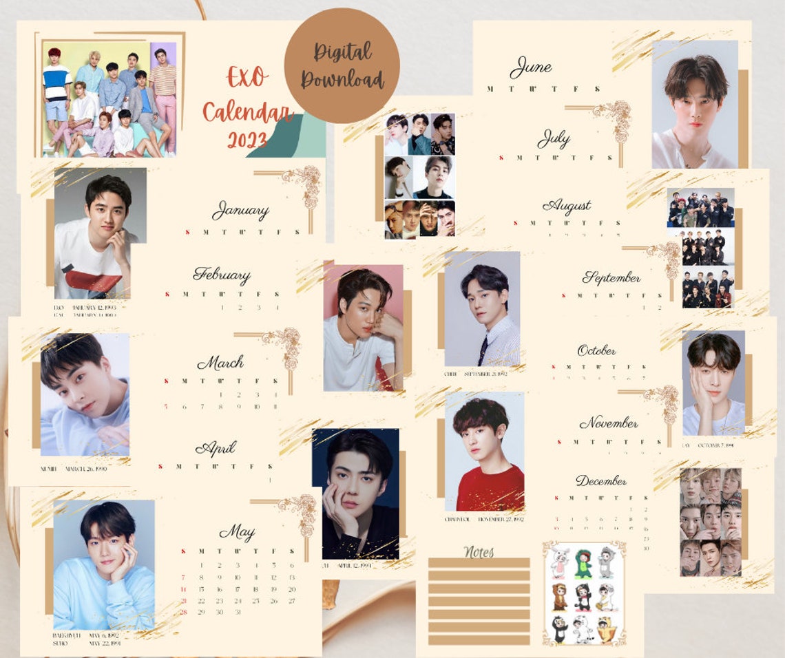 Printable Digital Calendar 2023 EXO Calendar Calendar 2023 Etsy