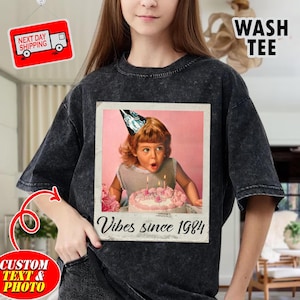 Custom Vintage Shirt with Photo and Year, Custom Shirt with Picture Shirt, Create Your Own Photo Shirt Gift for Birthday Shirt,Vintage Photo