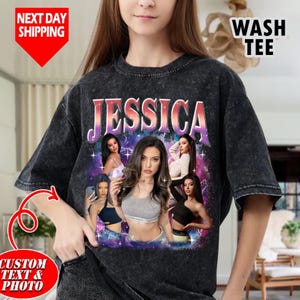 Custom Girl friend Wash Tee, Shirt With Girlfriend Face, Custom Photo Vintage Shirts, Custom Your Own Picture Idea, Graphic Wife Husband Tee
