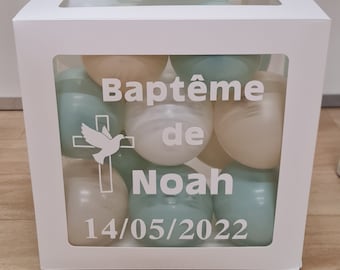 balloon box personnalisée boite ballons décoration cadeau naissance communion baptême anniversaire thème et couleurs au choix