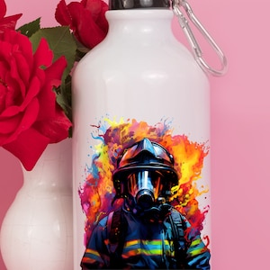 Personalized aluminum water bottle with first name firefighter hero fireman firefighter