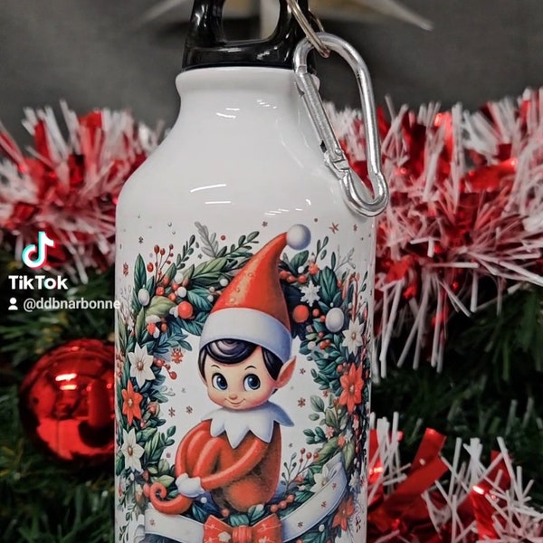 Gourde aluminium personnalisée prénom elf lutin farceur Noël