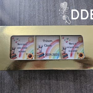 Boite de chocolats personnalisés cadeau enfant maître maîtresse instit école vacances été fin d'année scolaire gift unique gourmand