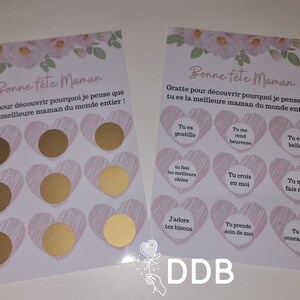 carte à gratter personnalisée fête des mères surprise cadeau unique maman