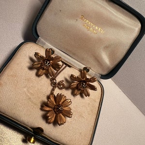 Vintage Amco 14kt GF Flower Pendant & Screw Back Earring
