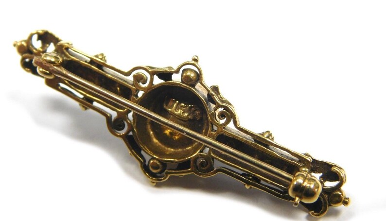 Vintage brosch i 12 karat guld med opalstenar bild 5