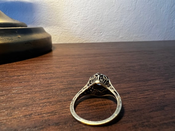 Antique old European cut diamond filigree ring - image 8