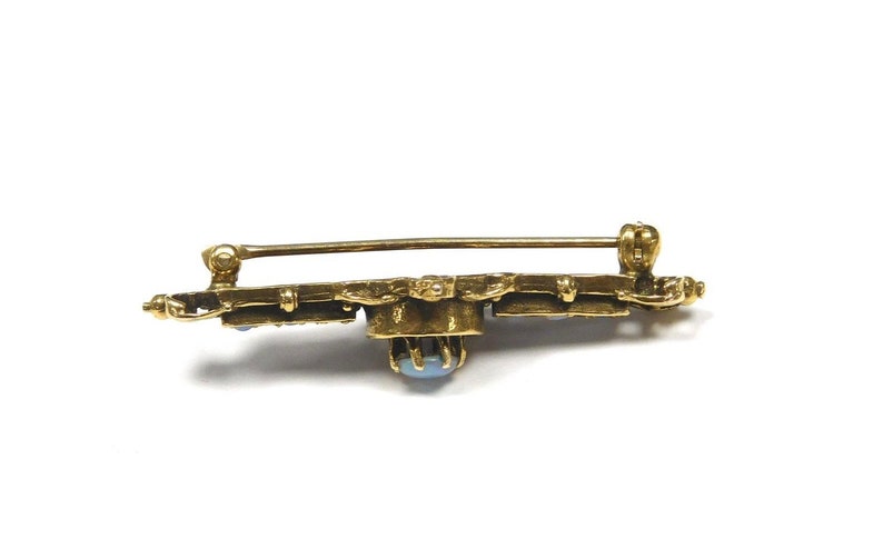 Vintage brosch i 12 karat guld med opalstenar bild 4