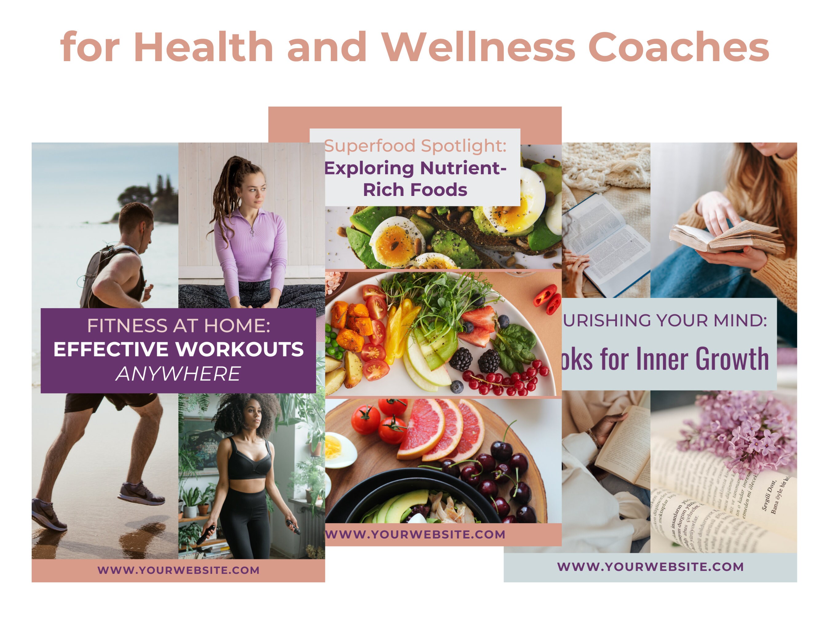 Health & Wellness Pinterest Pin Templates: Canva Designs (digital ...