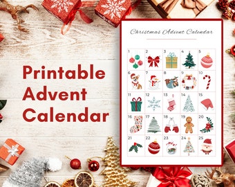 Printable Christmas Advent Calendar: Kids Christmas Countdown (Digital Download)
