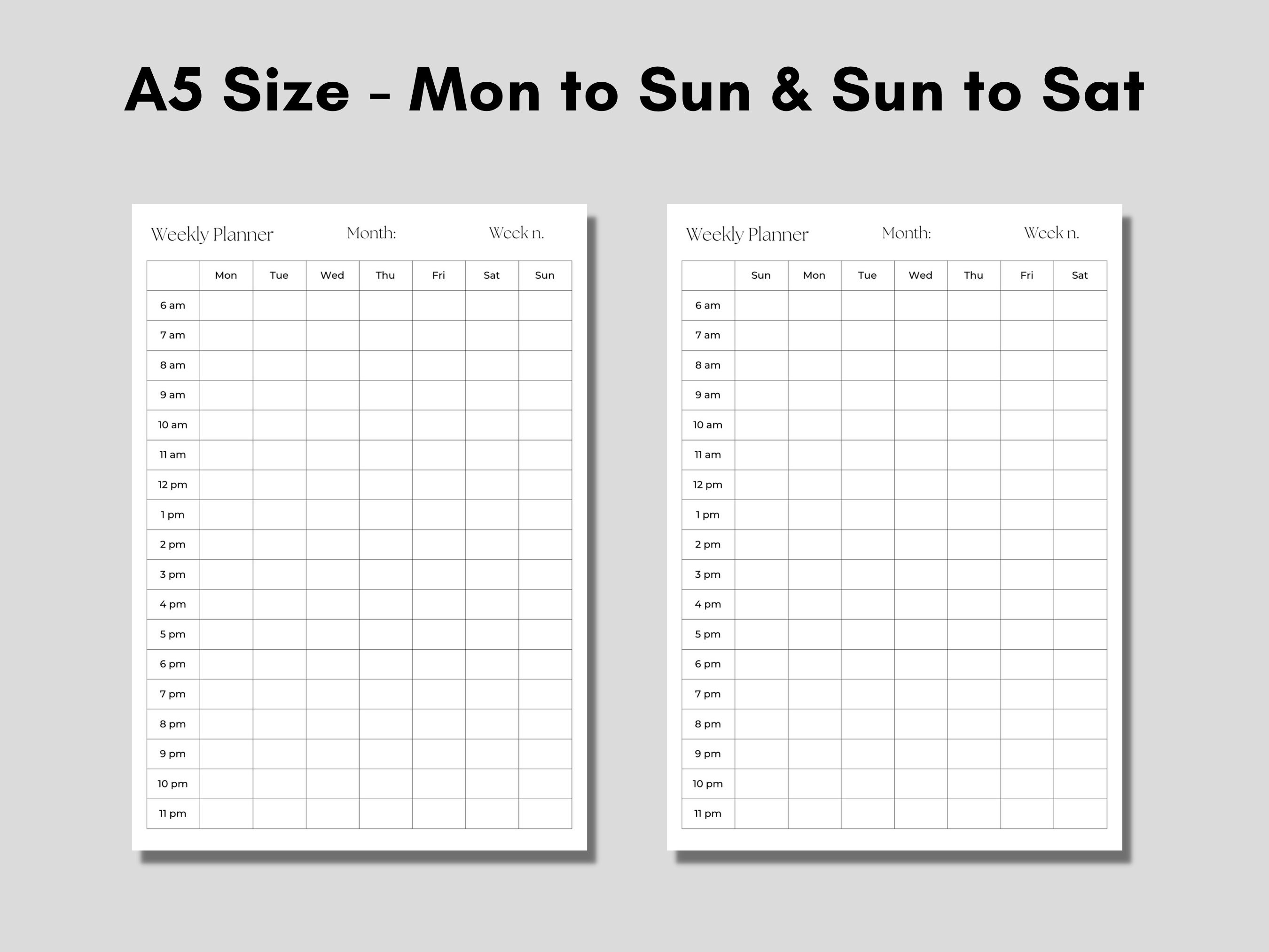 Printable Weekly Planner: Editable PDF Schedule (A4, A5, Letter) - Etsy