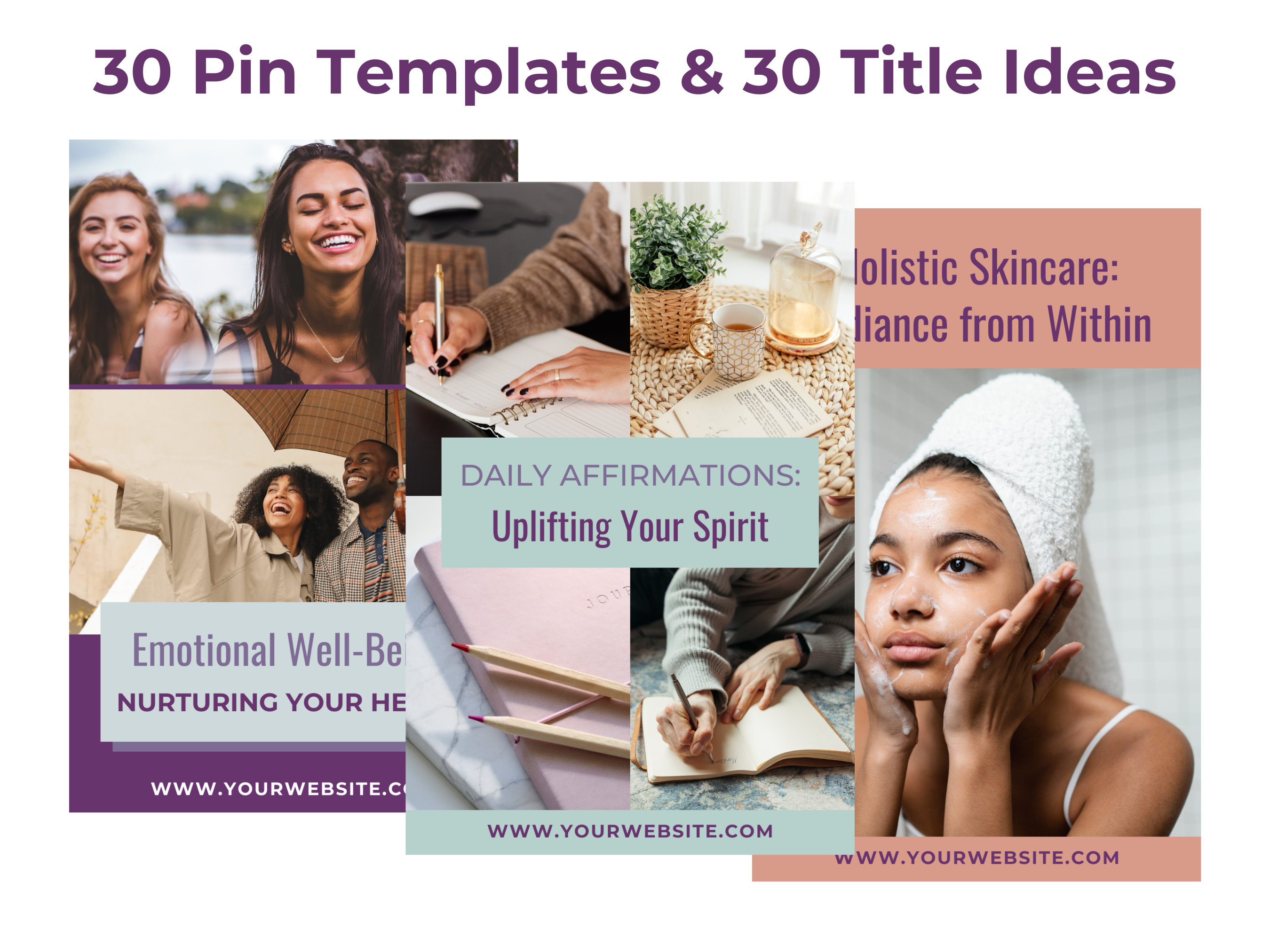 Health & Wellness Pinterest Pin Templates: Canva Designs (digital ...