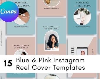Blue and Pink Instagram Reel Cover Templates | Instagram Reel Covers | Reels Instagram | Canva Template | Instant Download | Canva Templates