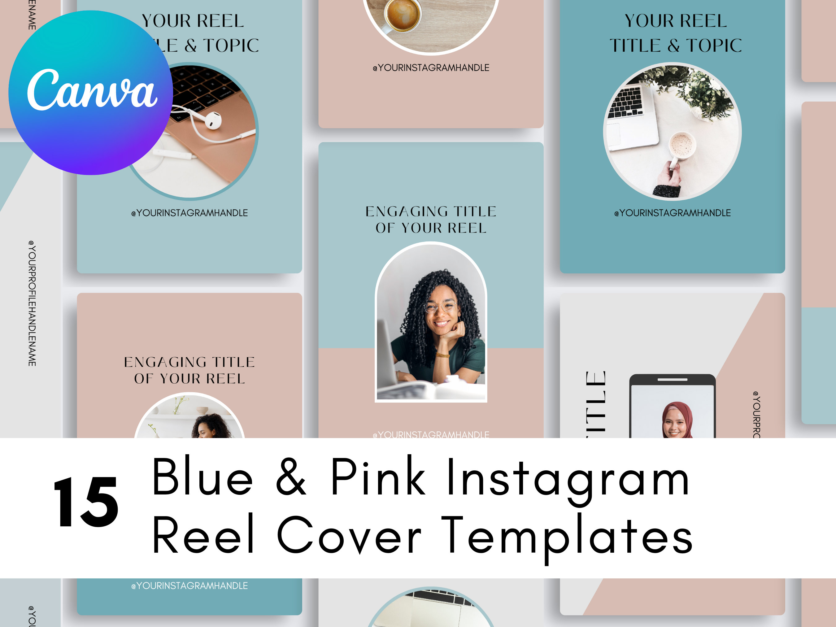 Blue and Pink Instagram Reel Cover Templates Instagram Reel Covers Reels  Instagram Canva Template Instant Download Canva Templates 