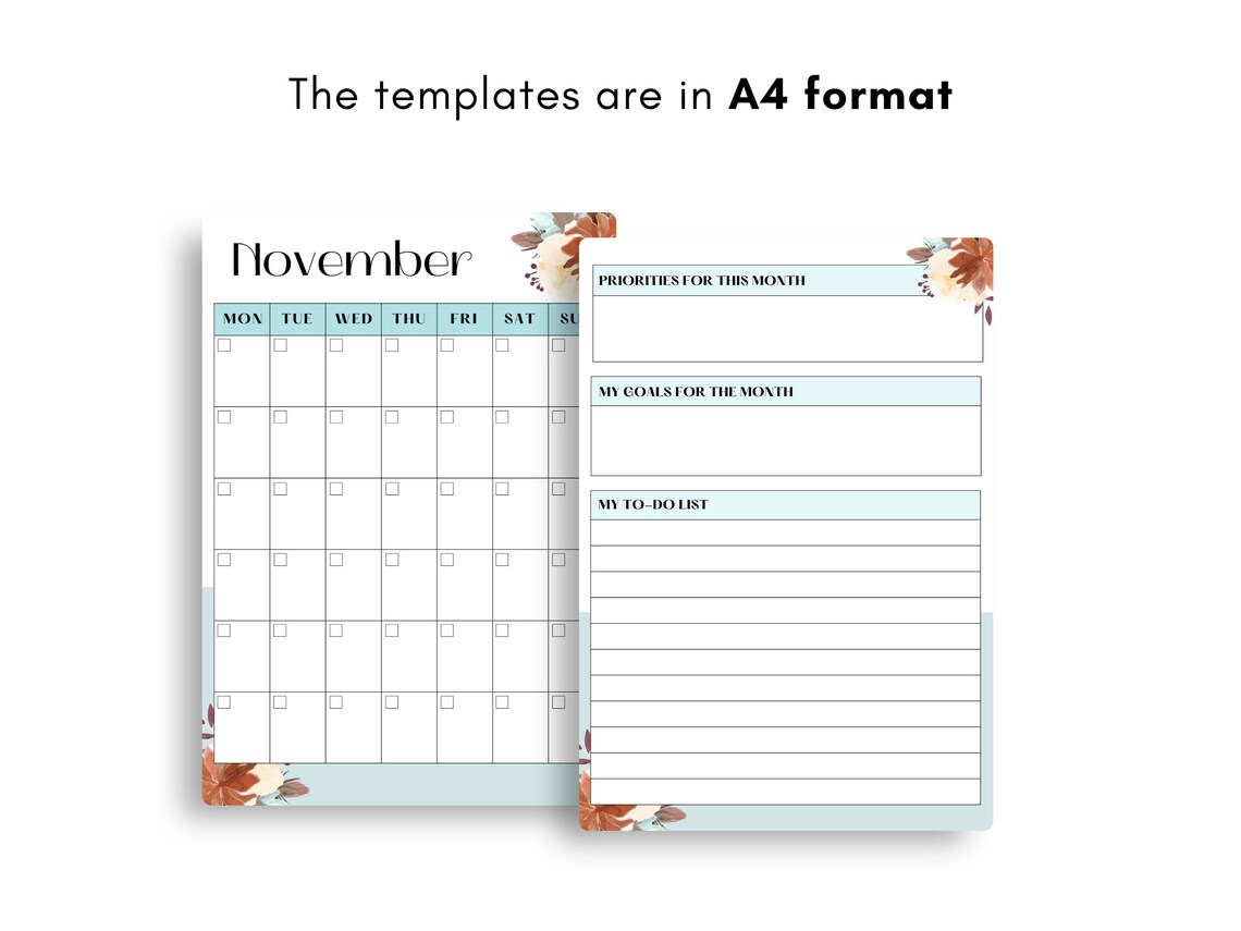 Printable Calendar | Printable Calendar Undated | Editable Monthly ...